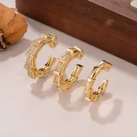 1 Set Shiny Solid Color Inlay Copper Zircon 18K Gold Plated Ear Cuffs main image 3