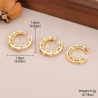 1 Set Shiny Solid Color Inlay Copper Zircon 18K Gold Plated Ear Cuffs main image 2