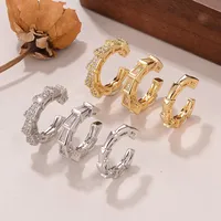 1 Set Shiny Solid Color Inlay Copper Zircon 18K Gold Plated Ear Cuffs main image 1