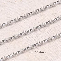 10m/Package 304 Stainless Steel 18K Gold Plated Cross Chain Rectangular Pearl Chain Polished 3.5x2mm 3mm Jewelry Accessories main image 4