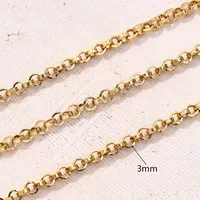 10m/Package 304 Stainless Steel 18K Gold Plated Cross Chain Rectangular Pearl Chain Polished 3.5x2mm 3mm Jewelry Accessories main image 3