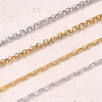 10m/Package 304 Stainless Steel 18K Gold Plated Cross Chain Rectangular Pearl Chain Polished 3.5x2mm 3mm Jewelry Accessories main image 1