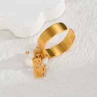 Wholesale Jewelry Cute Animal 304 Stainless Steel 18K Gold Plated Flowers Open Rings main image 3