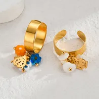Wholesale Jewelry Cute Animal 304 Stainless Steel 18K Gold Plated Flowers Open Rings main image 1