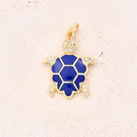 1 Pc/Package 22x17mm Hole 3~3.9mm Copper Zircon 18K Gold Plated Turtle Polished Pendant main image 5