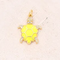 1 Pc/Package 22x17mm Hole 3~3.9mm Copper Zircon 18K Gold Plated Turtle Polished Pendant main image 4