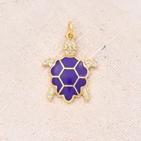 1 Pc/Package 22x17mm Hole 3~3.9mm Copper Zircon 18K Gold Plated Turtle Polished Pendant sku image 1