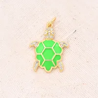 1 Pc/Package 22x17mm Hole 3~3.9mm Copper Zircon 18K Gold Plated Turtle Polished Pendant main image 7