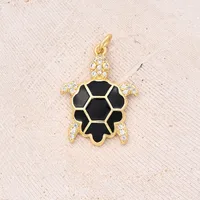 1 Pc/Package 22x17mm Hole 3~3.9mm Copper Zircon 18K Gold Plated Turtle Polished Pendant main image 10
