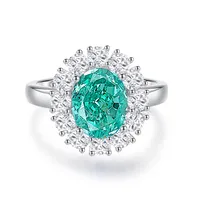 925 Sterling Silver High Carbon Diamond Geometric Oval Rings sku image 8