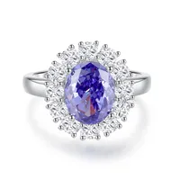 925 Sterling Silver High Carbon Diamond Geometric Oval Rings sku image 6