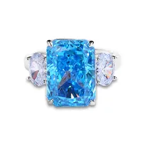 925 Sterling Silver High Carbon Diamond Geometric Rings sku image 10