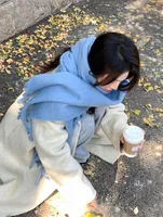 Brown Striped Scarf Women's Autumn And Winter Korean-style Trendy   Winter Warm Imitation Cashmere Windproof Scarf For Students sku image 19