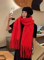 Brown Striped Scarf Women's Autumn And Winter Korean-style Trendy   Winter Warm Imitation Cashmere Windproof Scarf For Students sku image 15