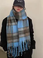 Brown Striped Scarf Women's Autumn And Winter Korean-style Trendy   Winter Warm Imitation Cashmere Windproof Scarf For Students sku image 17