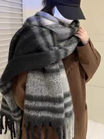 Brown Striped Scarf Women's Autumn And Winter Korean-style Trendy   Winter Warm Imitation Cashmere Windproof Scarf For Students sku image 33