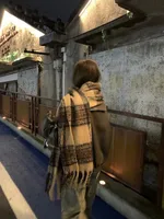 Brown Striped Scarf Women's Autumn And Winter Korean-style Trendy   Winter Warm Imitation Cashmere Windproof Scarf For Students sku image 45