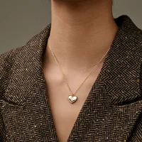 Copper Plating Heart Shape Zircon Pendant Necklace main image 6