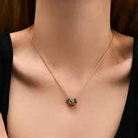 Copper Plating Heart Shape Zircon Pendant Necklace sku image 12
