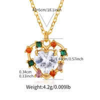 Copper Plating Heart Shape Zircon Pendant Necklace main image 2