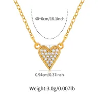 Copper Plating Heart Shape Zircon Pendant Necklace sku image 3