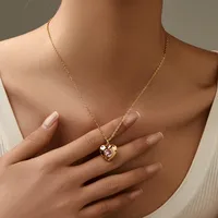 Copper Plating Heart Shape Zircon Pendant Necklace sku image 9