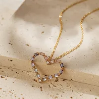 Copper Plating Heart Shape Zircon Pendant Necklace sku image 6