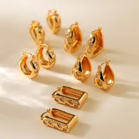 1 Pair Elegant Streetwear Geometric Irregular Copper Zircon Earrings main image 1