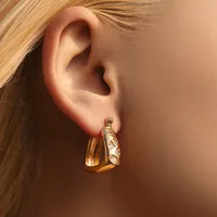 1 Pair Elegant Streetwear Geometric Irregular Copper Zircon Earrings main image 6