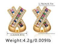 1 Pair Elegant Streetwear Geometric Copper Zircon Ear Studs sku image 1