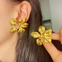 1 Pair Exaggerated Sweet Cool Style Flower Plating 304 Stainless Steel Imitation Gold  Ear Studs main image 1