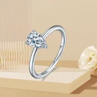 Rhodium Plated 925 Sterling Silver Zircon Water Droplets Rings main image 1