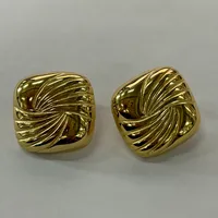 1 Pair Vintage Style Commute Rhombus Plating 304 Stainless Steel 18K Gold Plated Ear Studs sku image 1