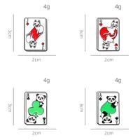 Cartoon Style Cute Poker Panda Cat Alloy Stamping Stoving Varnish Plating Unisex Brooches Collar Pin main image 2