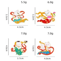 Cartoon Style Cat Alloy Stamping Stoving Varnish Plating Unisex Brooches Collar Pin main image 2