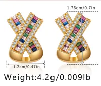 1 Pair Elegant Streetwear Geometric Copper Zircon Ear Studs main image 2