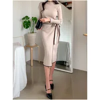 Women's Sweater Dress Casual Elegant High Neck Long Sleeve Color Block Midi Dress Outdoor Daily main image 1