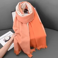Women's Basic Color Block Polyester Tassel Scarf sku image 2