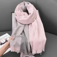 Women's Basic Color Block Polyester Tassel Scarf sku image 3