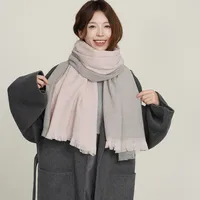 Women's Basic Color Block Polyester Tassel Scarf main image 4