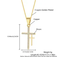 Hot Sale Double Cross Pendant Fashion New Copper Plated White Zircon Religious Necklace main image 2