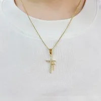 Hot Sale Double Cross Pendant Fashion New Copper Plated White Zircon Religious Necklace main image 5