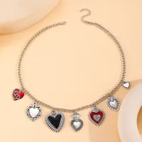 Vintage Style Heart Shape Alloy Plating Women's Multi Charms Necklace main image 4