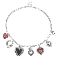 Vintage Style Heart Shape Alloy Plating Women's Multi Charms Necklace main image 5