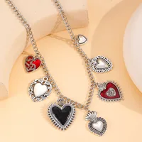 Vintage Style Heart Shape Alloy Plating Women's Multi Charms Necklace main image 1