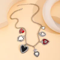 Vintage Style Heart Shape Alloy Plating Women's Multi Charms Necklace main image 3