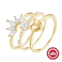 925 Sterling Silver Zircon Geometric Rings main image 1