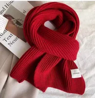 Solid Color Knitted Scarf Women's Autumn And Winter Korean Style Student Wool  Warm Thickened Scarf Couple Trendy Men Couple sku image 18