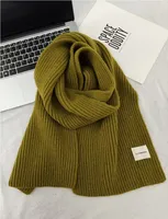 Solid Color Knitted Scarf Women's Autumn And Winter Korean Style Student Wool  Warm Thickened Scarf Couple Trendy Men Couple sku image 19