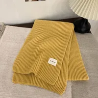 Solid Color Knitted Scarf Women's Autumn And Winter Korean Style Student Wool  Warm Thickened Scarf Couple Trendy Men Couple sku image 20